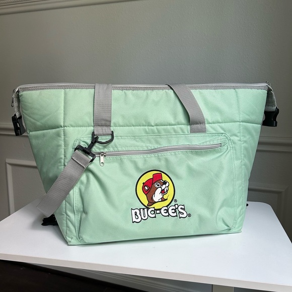 Buc-ee’s Mint Green Insulated 24 Can CoolerTote Bag, Large - Picture 1 of 8